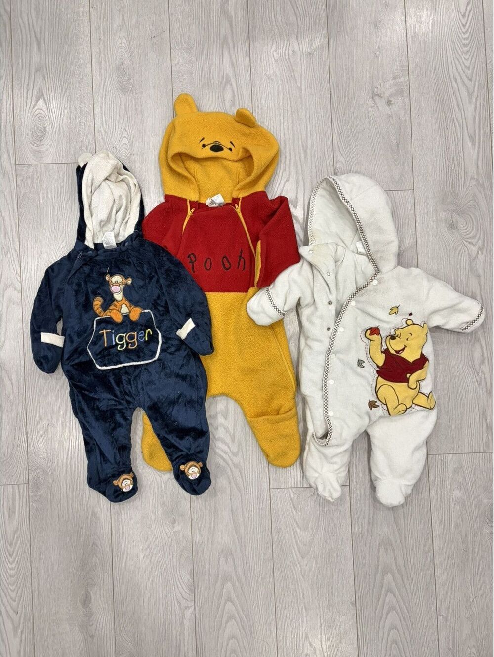 Vtg 3 Piece Kids Baby Romper Onesies Disney Pooh Tigger 6/9m